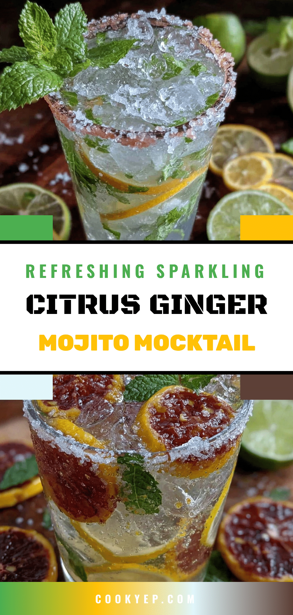 sparkling citrus ginger mojito mocktail recipe