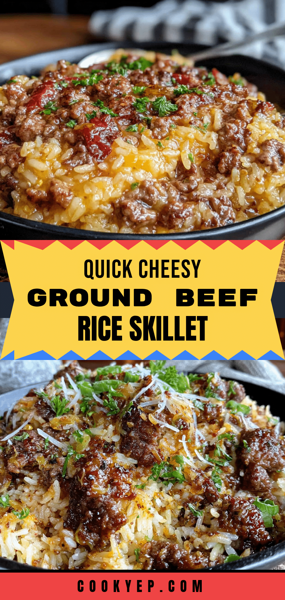 cheesy ground beef rice skillet recipe