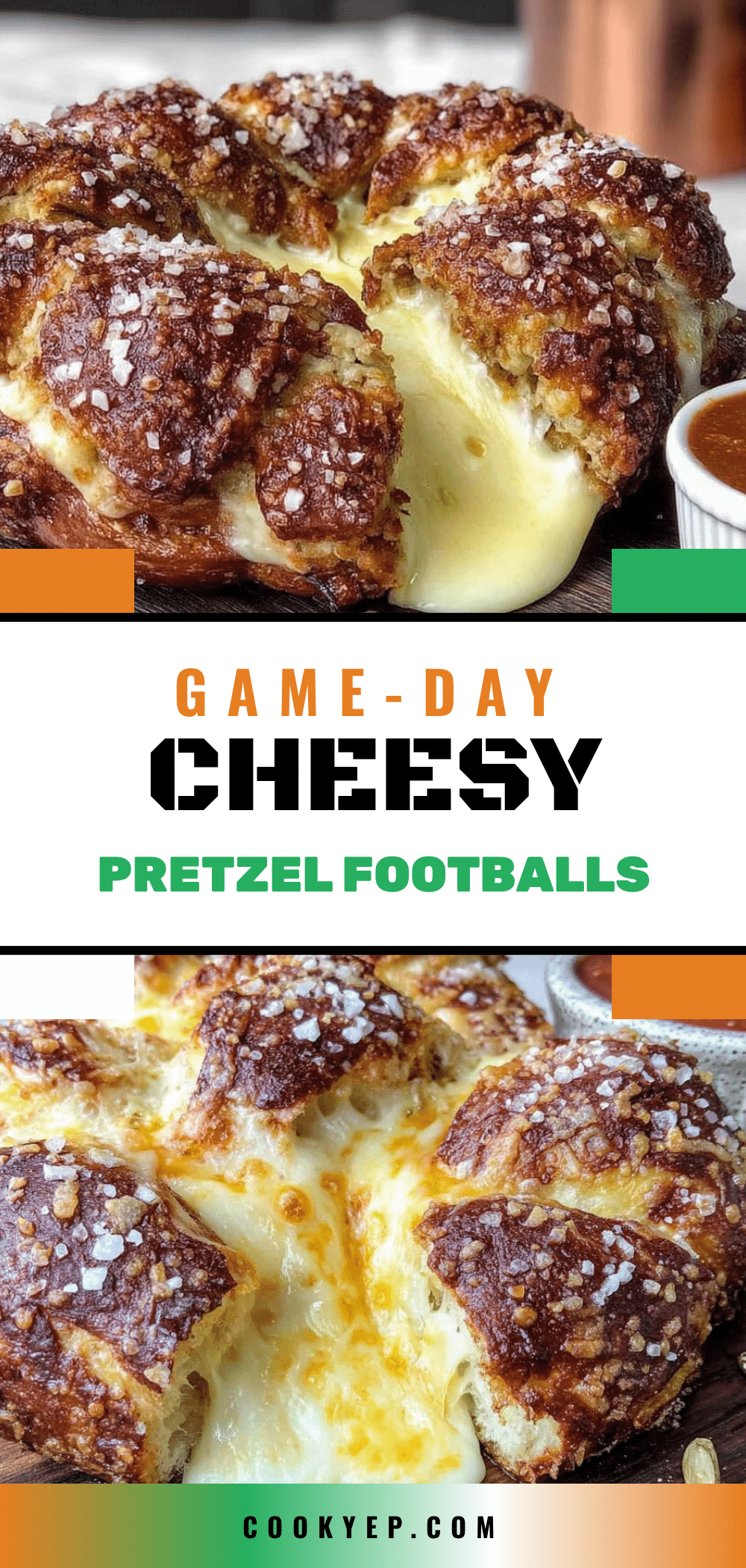 cheesy pretzel footballs recipe
