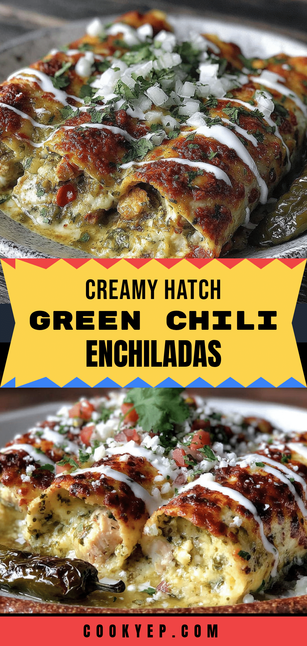 Creamy Hatch Green Chili Chicken Enchiladas recipe