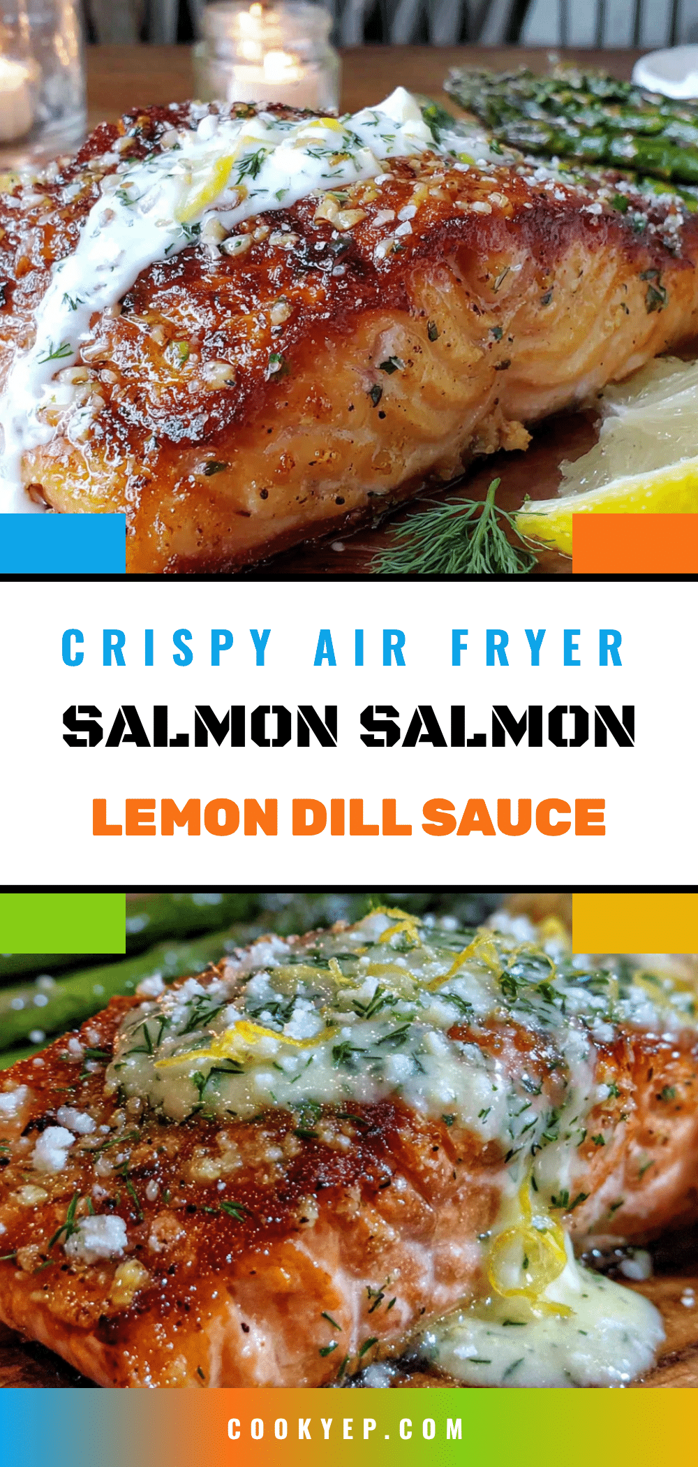 crispy air fryer salmon with lemon dill sauce recipe