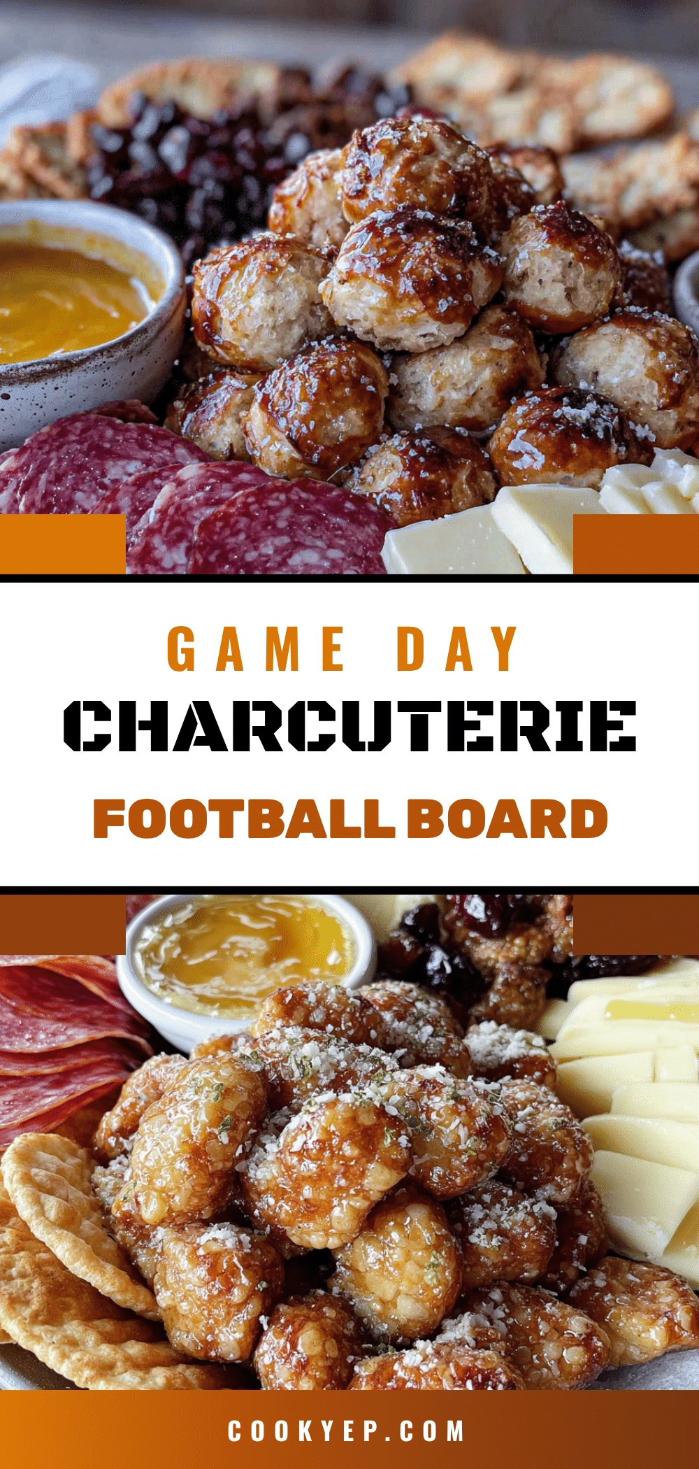 Easy Loaded Football Charcuterie Board with Pretzel Bites recipe