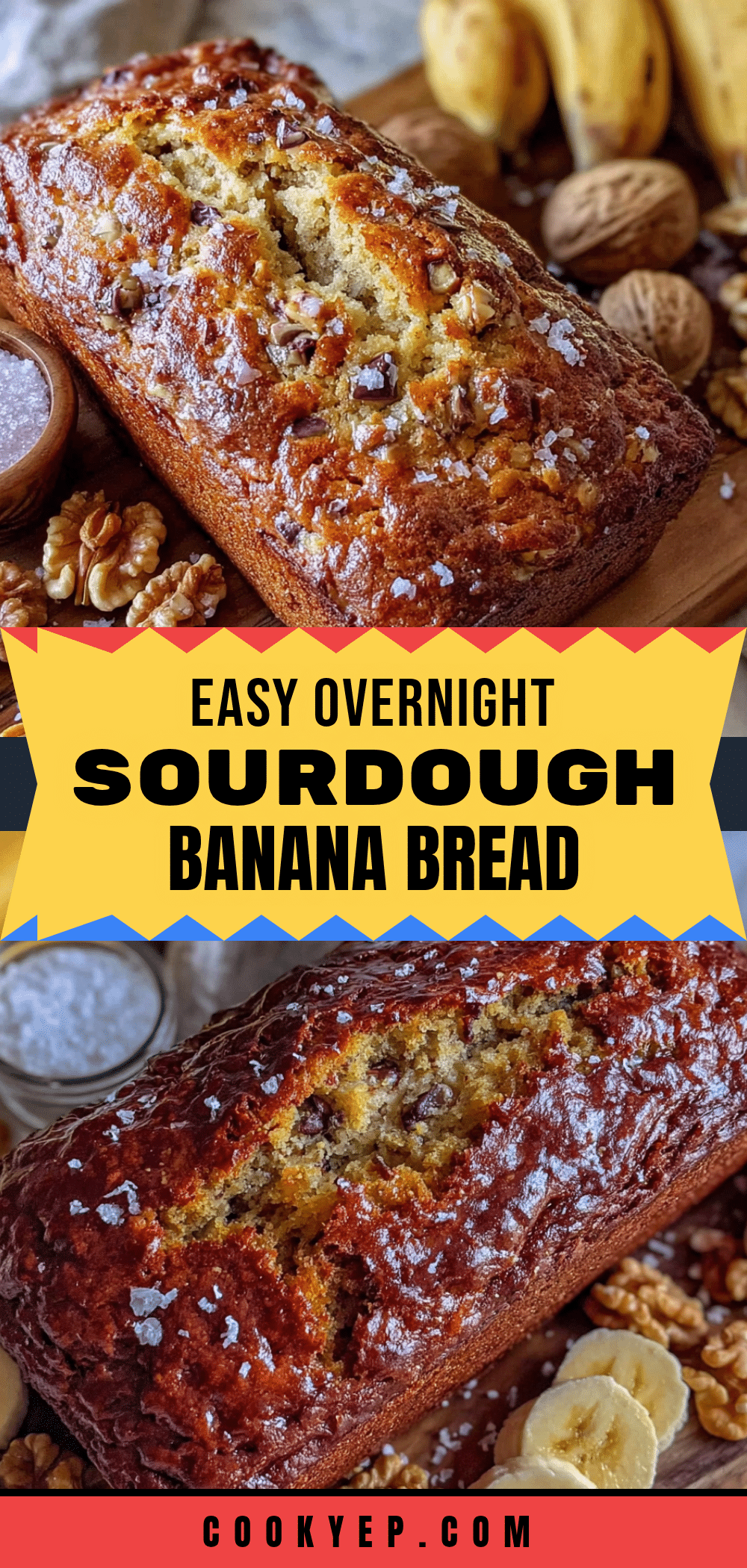 easy no-knead overnight sourdough banana bread recipe