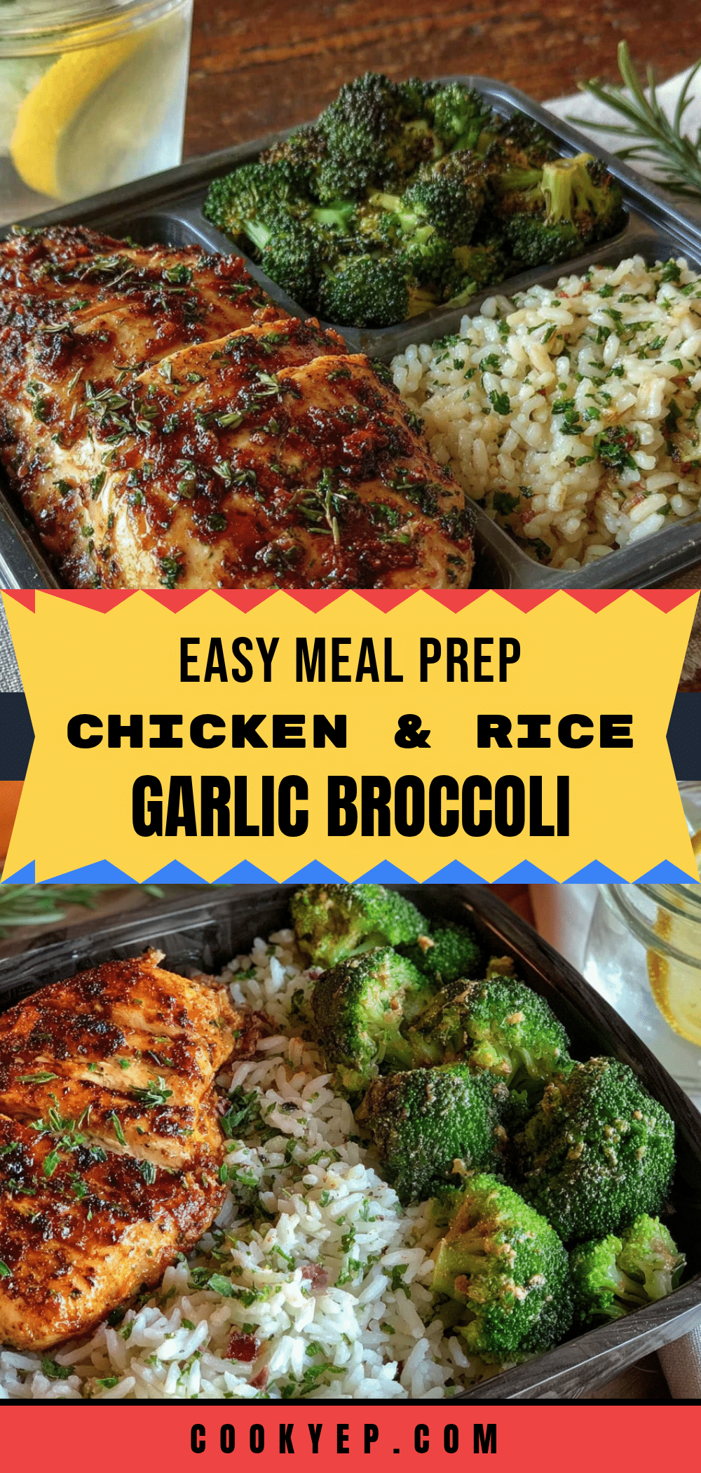 meal prep chicken breast with garlic rice and broccoli recipe