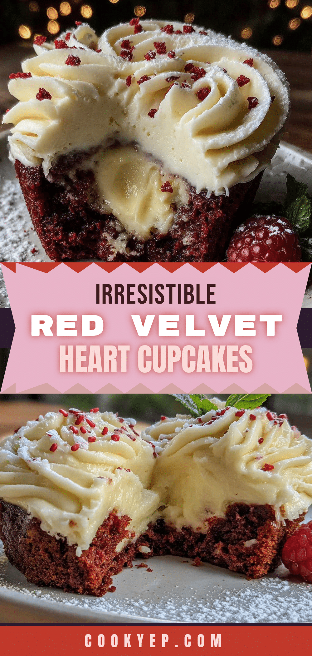 red velvet heart-shaped cupcakes for valentines day recipe