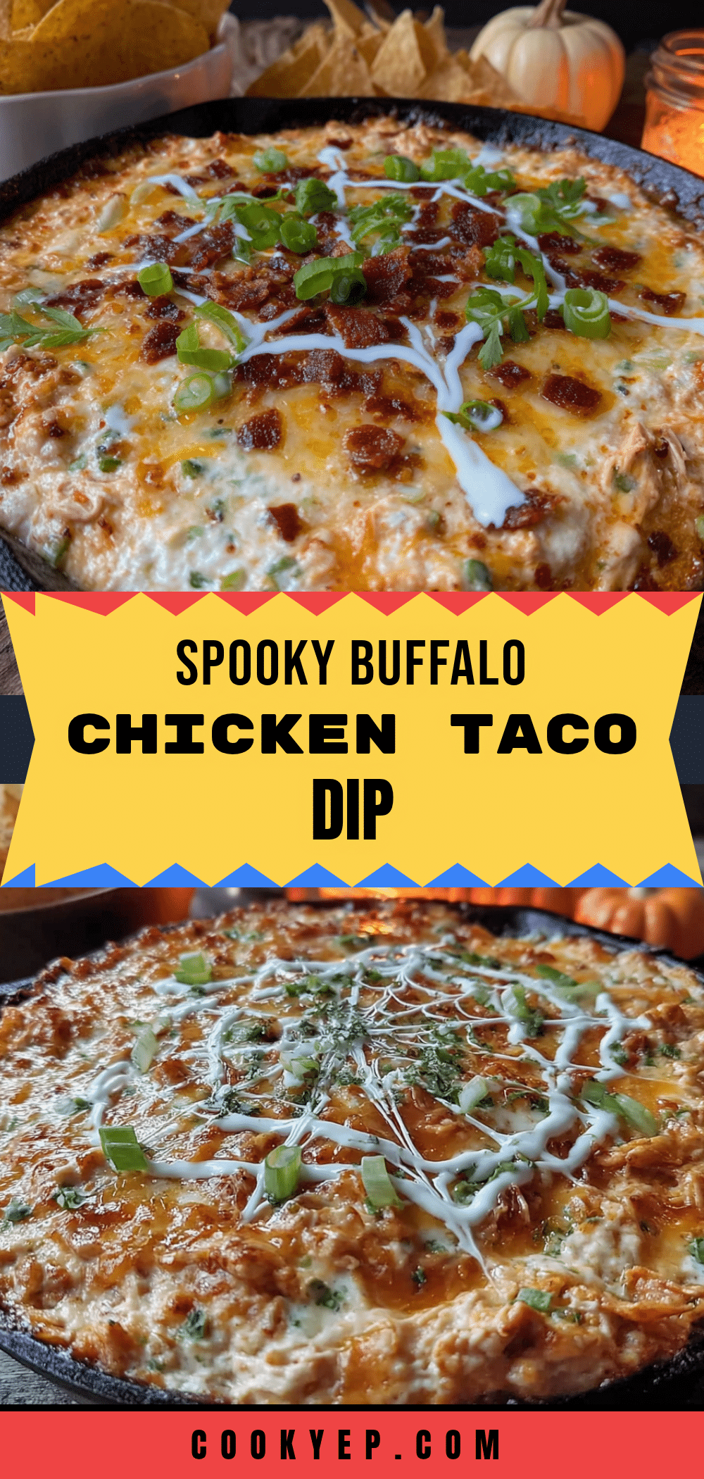 Spooky Buffalo Chicken Taco Dip recipe