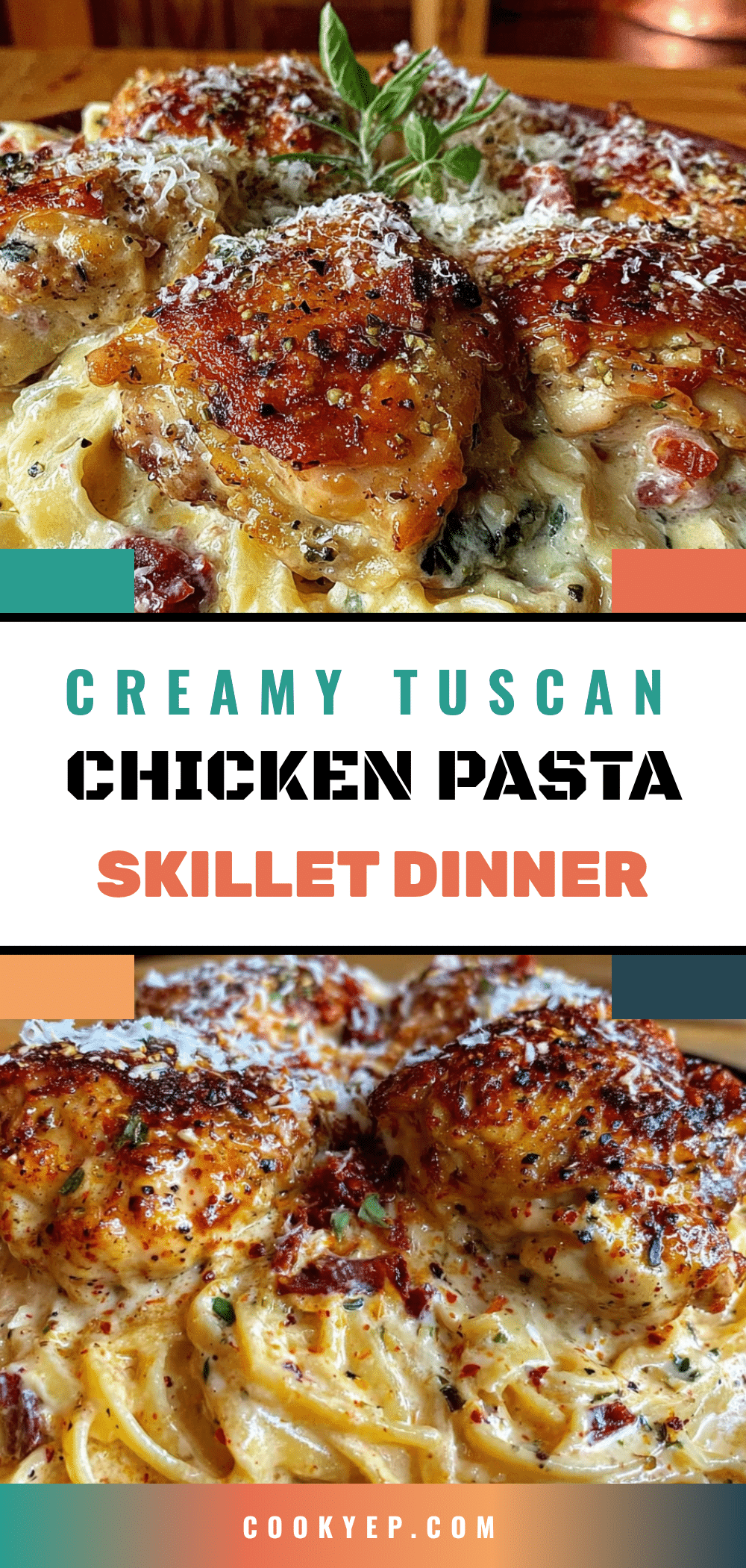 creamy tuscan chicken pasta skillet recipe