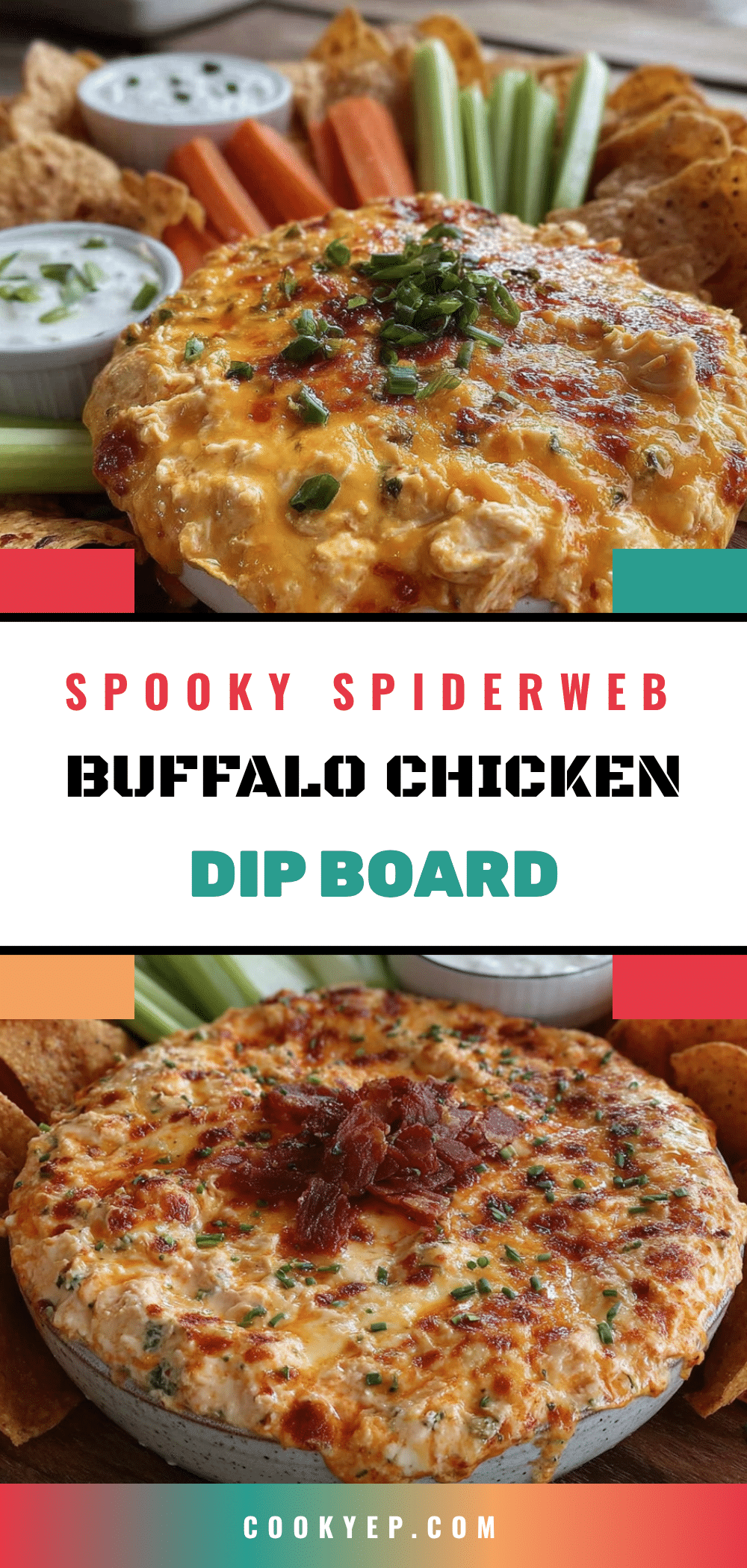 spiderweb buffalo chicken dip board recipe