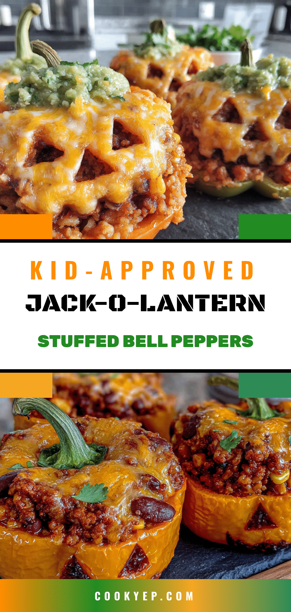 Jack-o-Lantern Stuffed Bell Peppers recipe